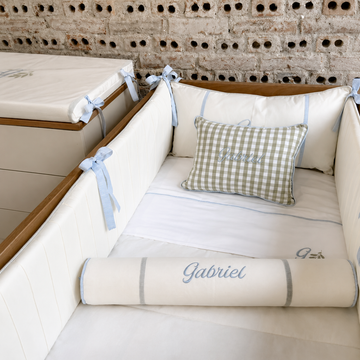 Kit Berço 4 Peças em Sarja Off White - Coleção Fiore Olivo - 79083263017305 - Imagem 1