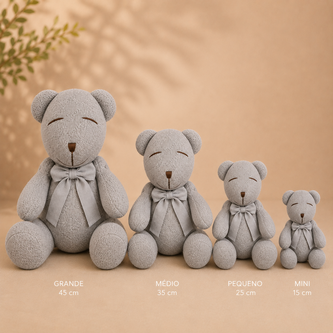 Urso Decorativo Nino em Trico - Cinza Steal