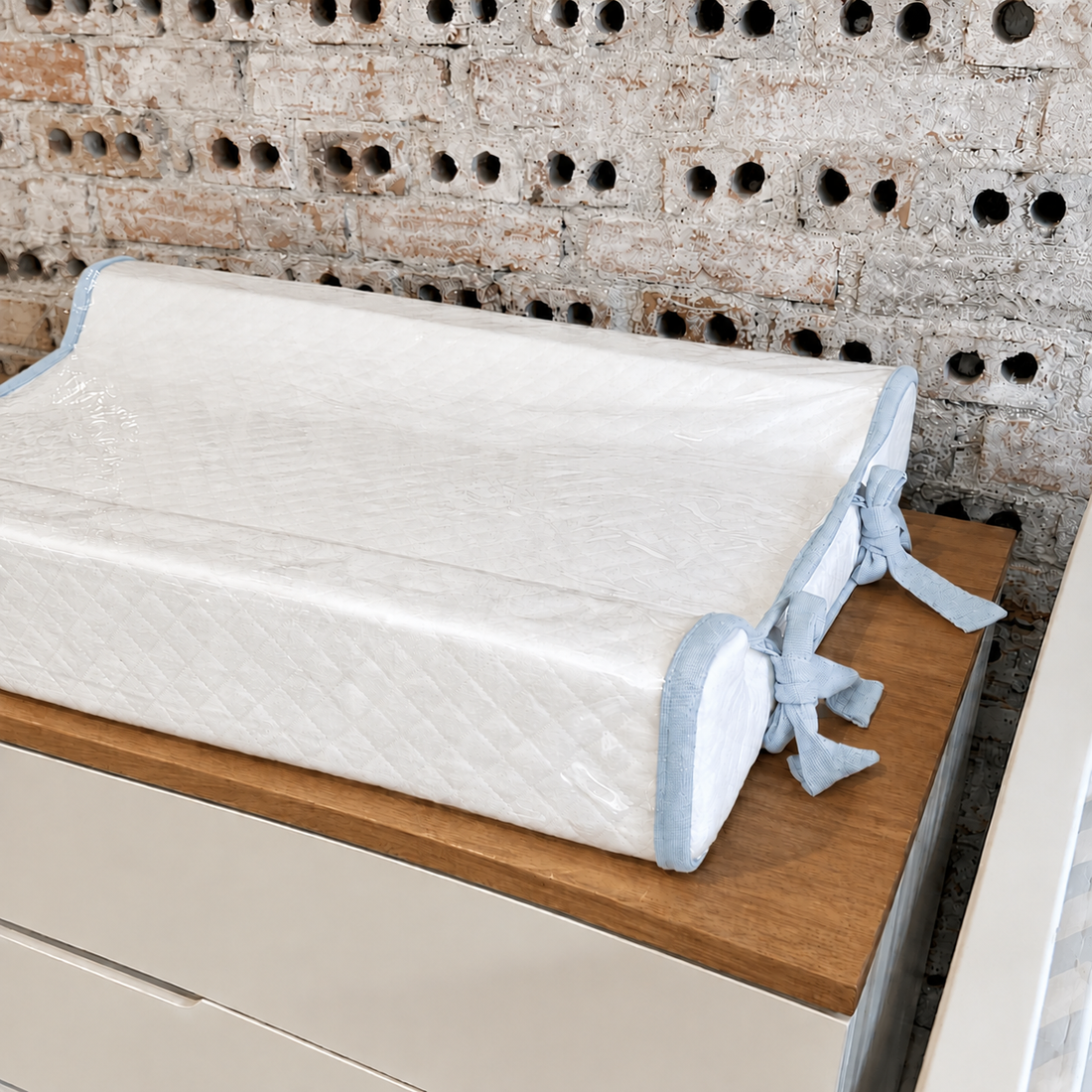 Trocador Americano em Malha Matelassada Off White - Coleção Basic Azul Dream - 79083263020817 - Imagem 1