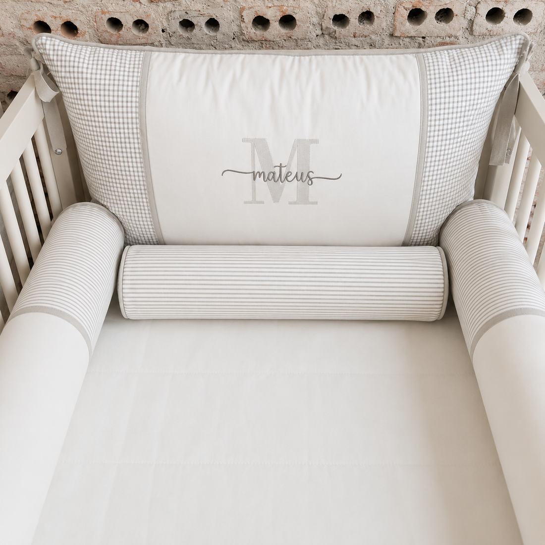 Kit Berço em Sarja - Coleção Mooi - Cinza - 79083263019194 - Imagem 1