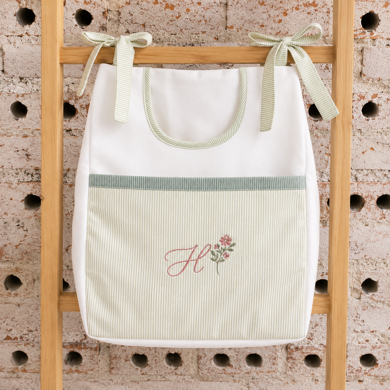 Porta Fraldas em Sarja Off White - Coleção Fiore Fiorita