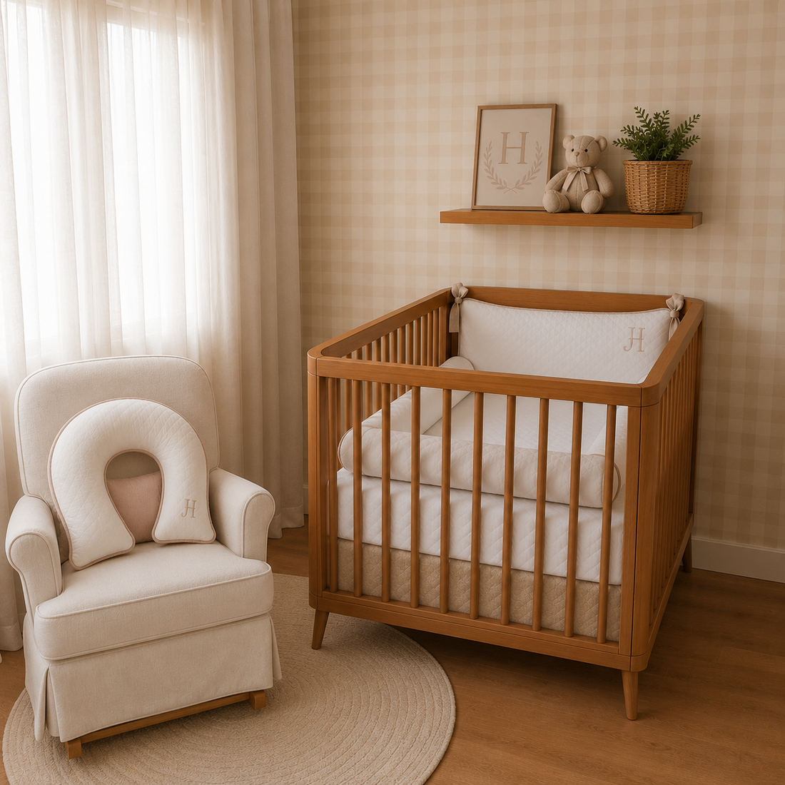 Almofada de Amamentação em Malha Matelassada - Coleção Basic Verde Plantação