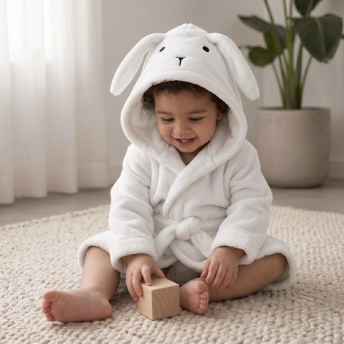Roupão Infantil Coleção Animais - Coelho Branco - 79083263021005 - 1-2 anos / 3-4 anos - Imagem 1