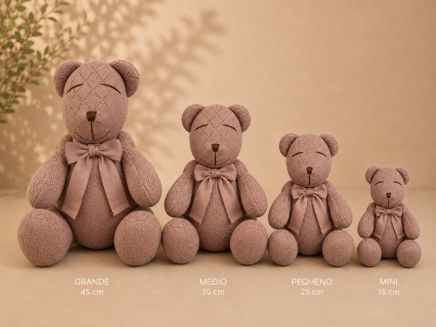 Urso Decorativo Nino em Trico - Rosê