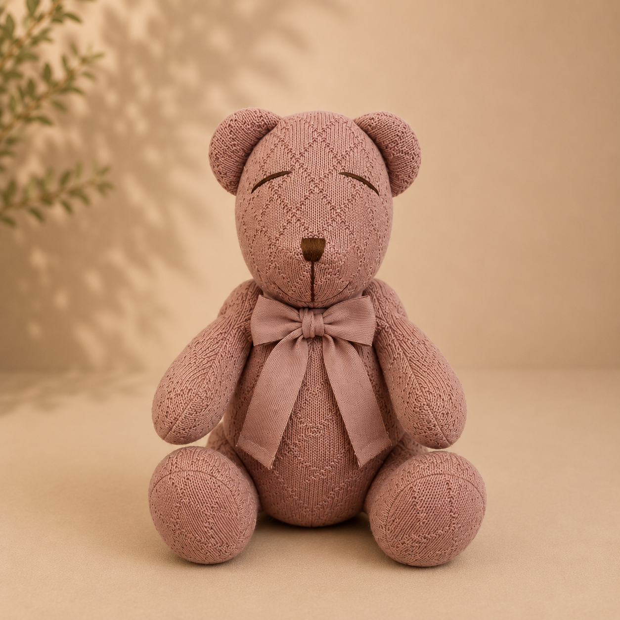 Urso Decorativo Nino em Trico - Rosê