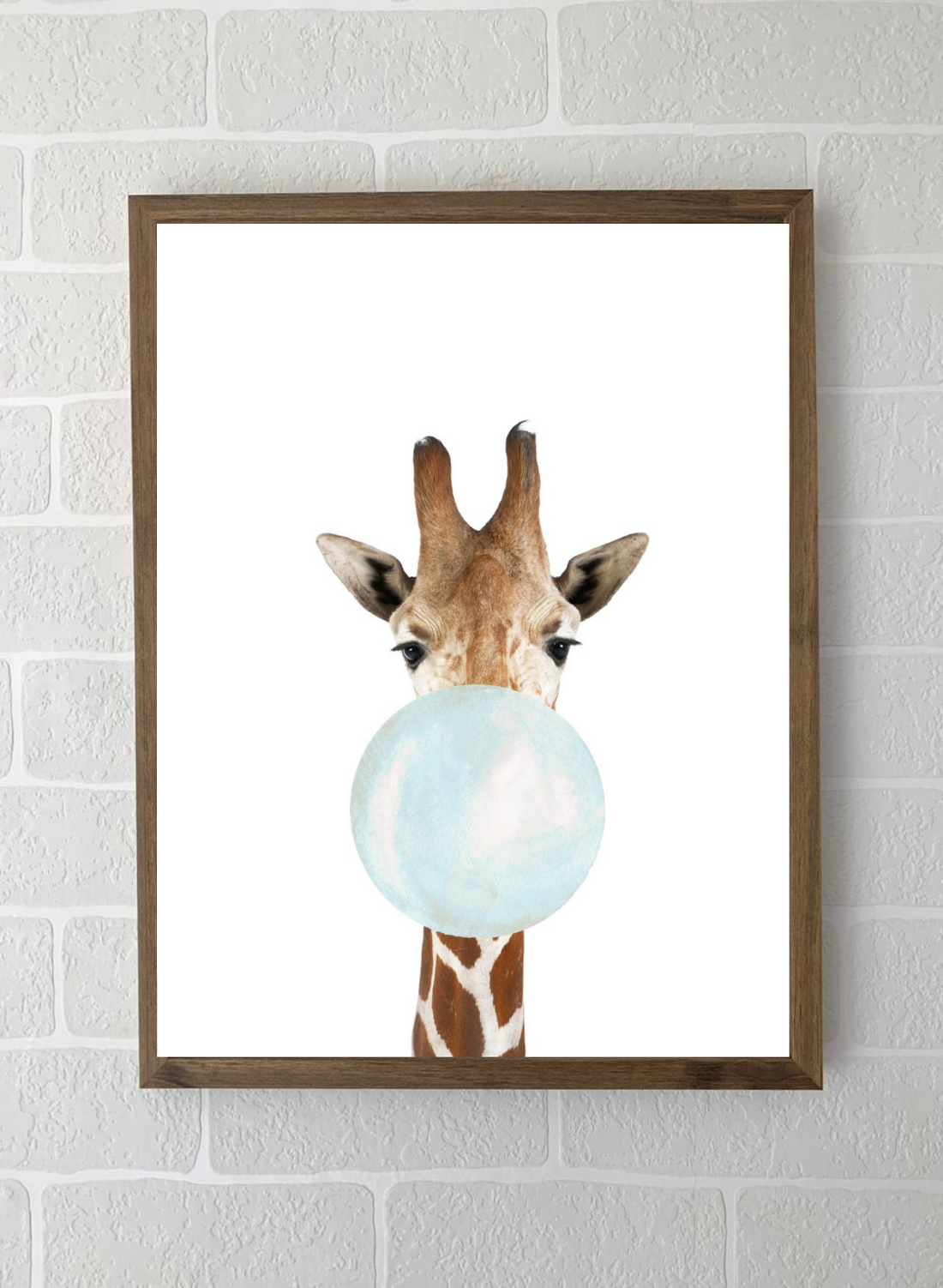Quadros - Coleção Safari Chiclete Azul - Girafa