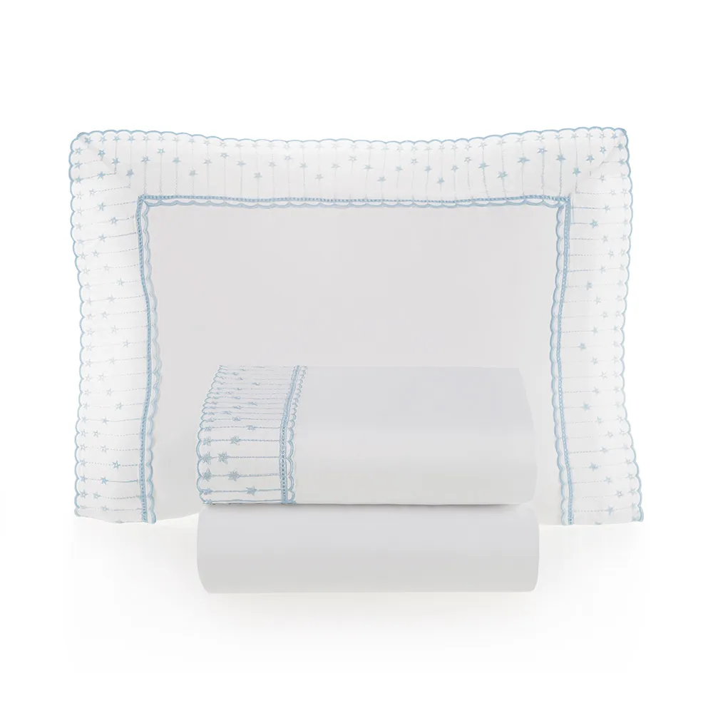 Jogo de Lençol 3 Peças Berço Marco Branco Soft Blue Trussardi - 79083263014915 - Imagem 4