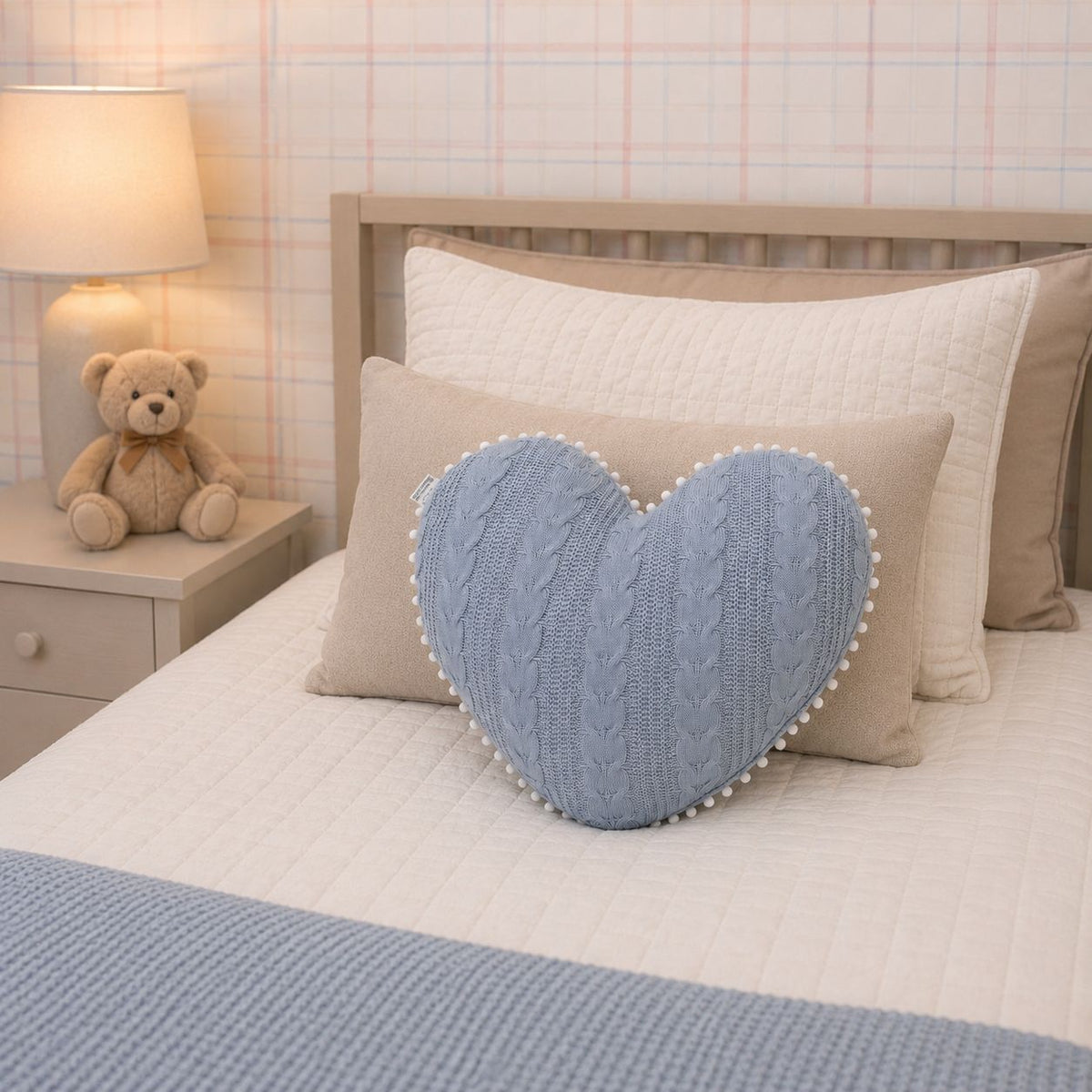 Kit 3 Almofadas Decorativas em Tricô Amarelo – Chevron e Trama Duble