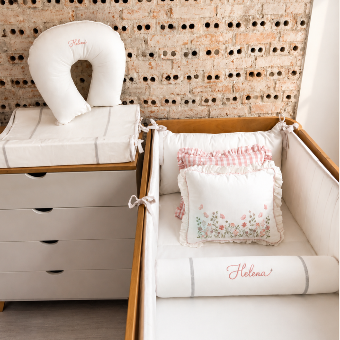 Kit Berço 4 Peças em Sarja Off White - Coleção Fiore Fiorita - 79083263017015 - Imagem 1