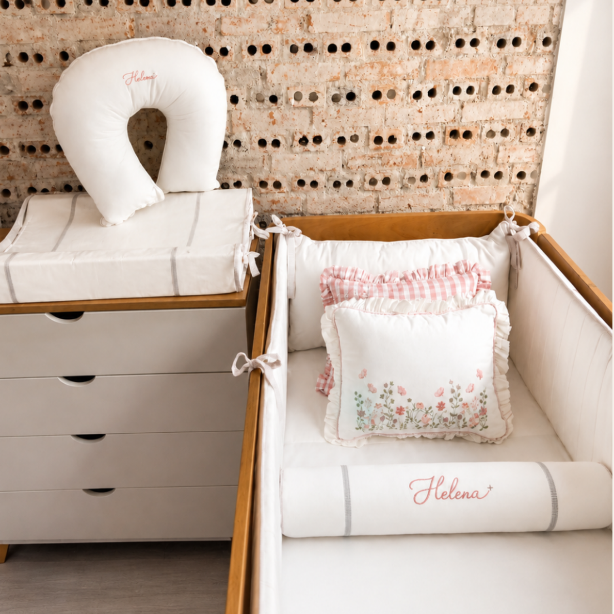 Kit Berço 4 Peças em Sarja Off White - Coleção Fiore Fiorita - 79083263017015 - Imagem 1