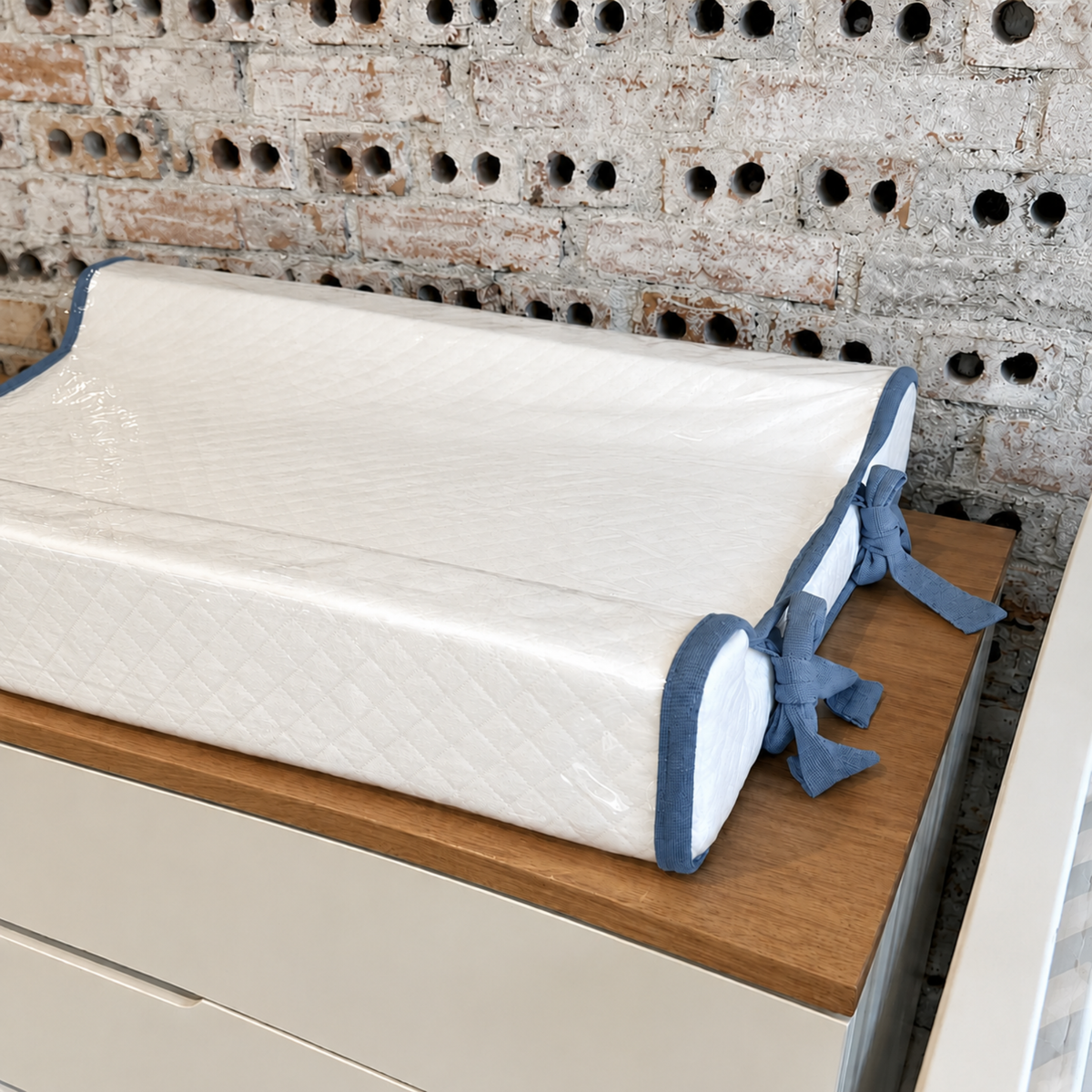 Trocador Americano em Malha Matelassada Off White - Coleção Basic Azul Tirreno - 79083263017831 - Imagem 1