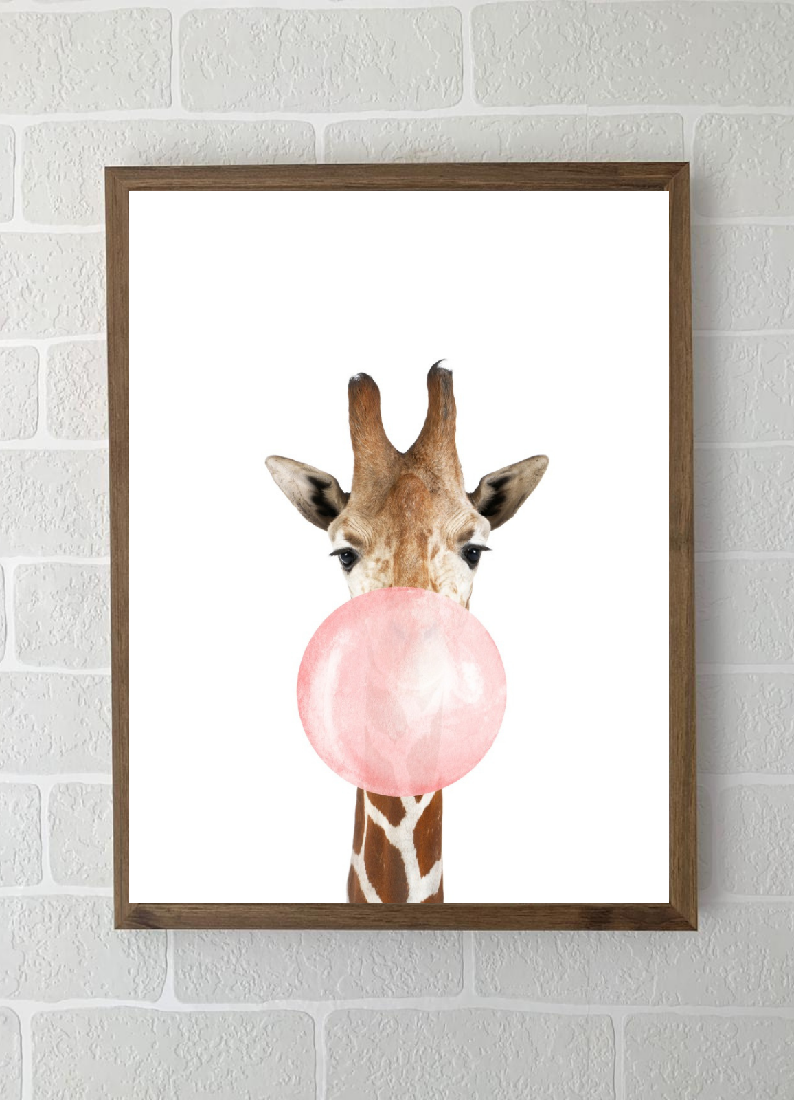 Quadros - Coleção Safari Chiclete Rosa - Girafa