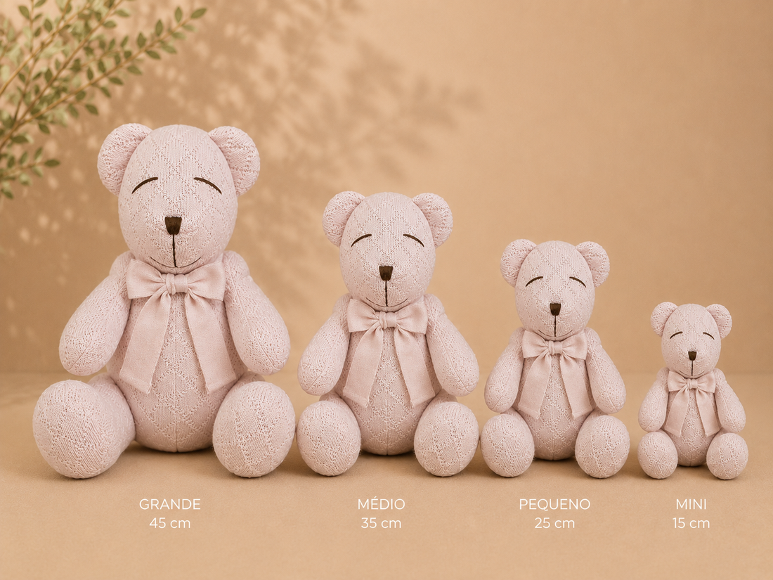 Urso Decorativo Nino em Trico - Rosa Bebê