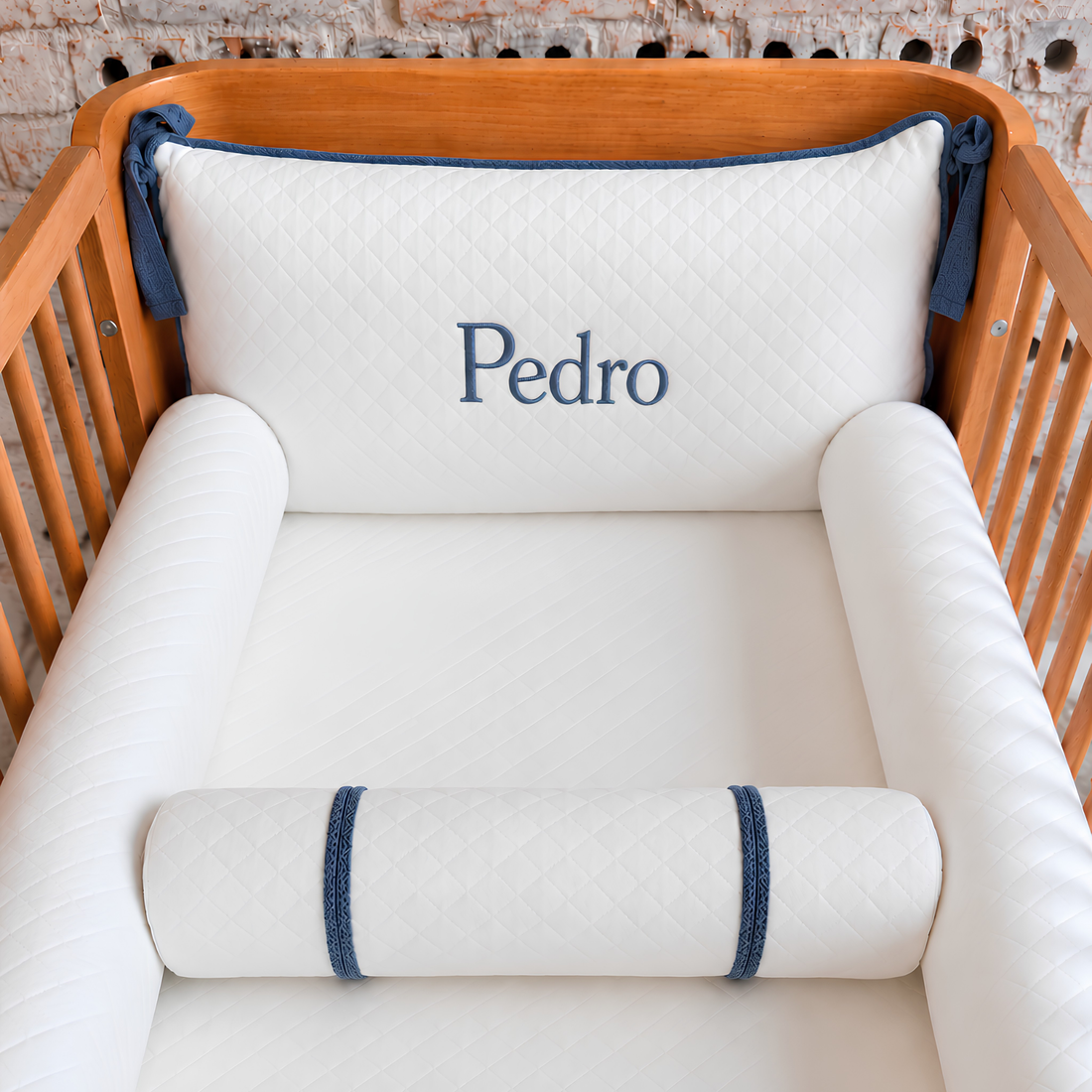 Kit Berço 5 Peças Malha Matelassada Off White - Coleção Basic Azul Tirreno - 79083263017749 - Imagem 1