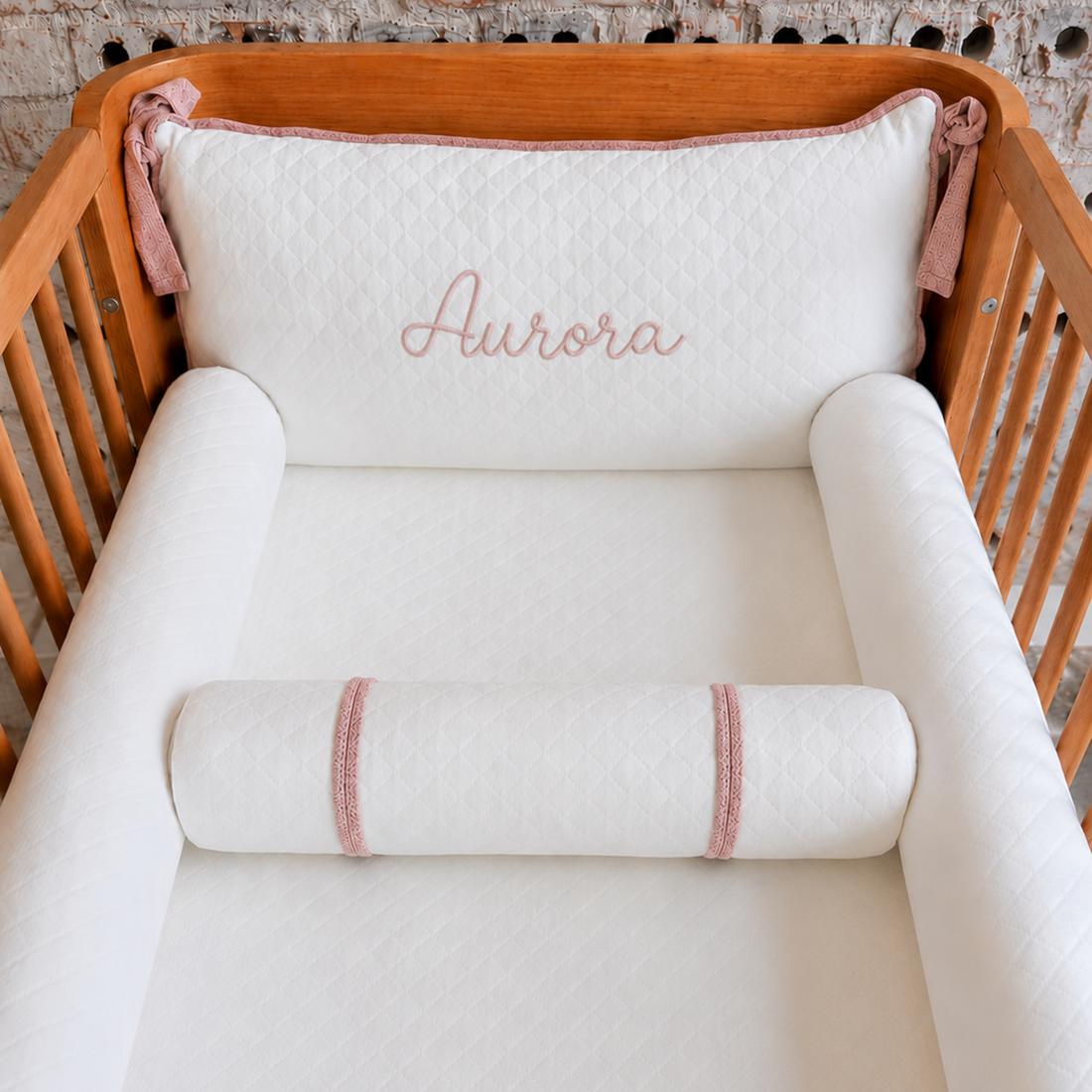Kit Berço 5 Peças Malha Matelassada Off White - Coleção Basic Rosê Una - 79083263017732 - Imagem 1