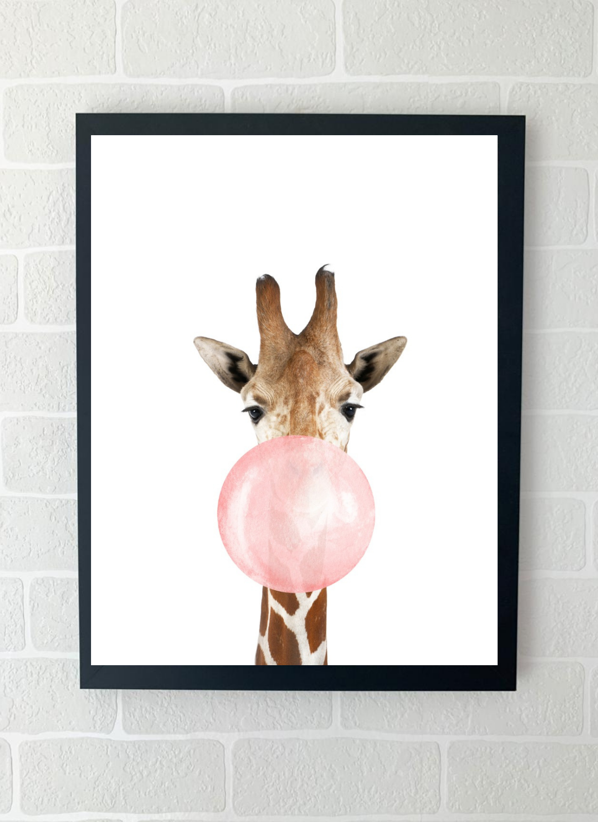 Quadros - Coleção Safari Chiclete Rosa - Girafa