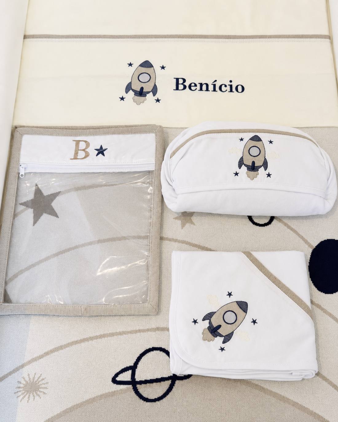 Kit 3 Saquinhos Maternidade - Coleção Pequeno Universo - Foguete - 79083263019460 - Imagem 1