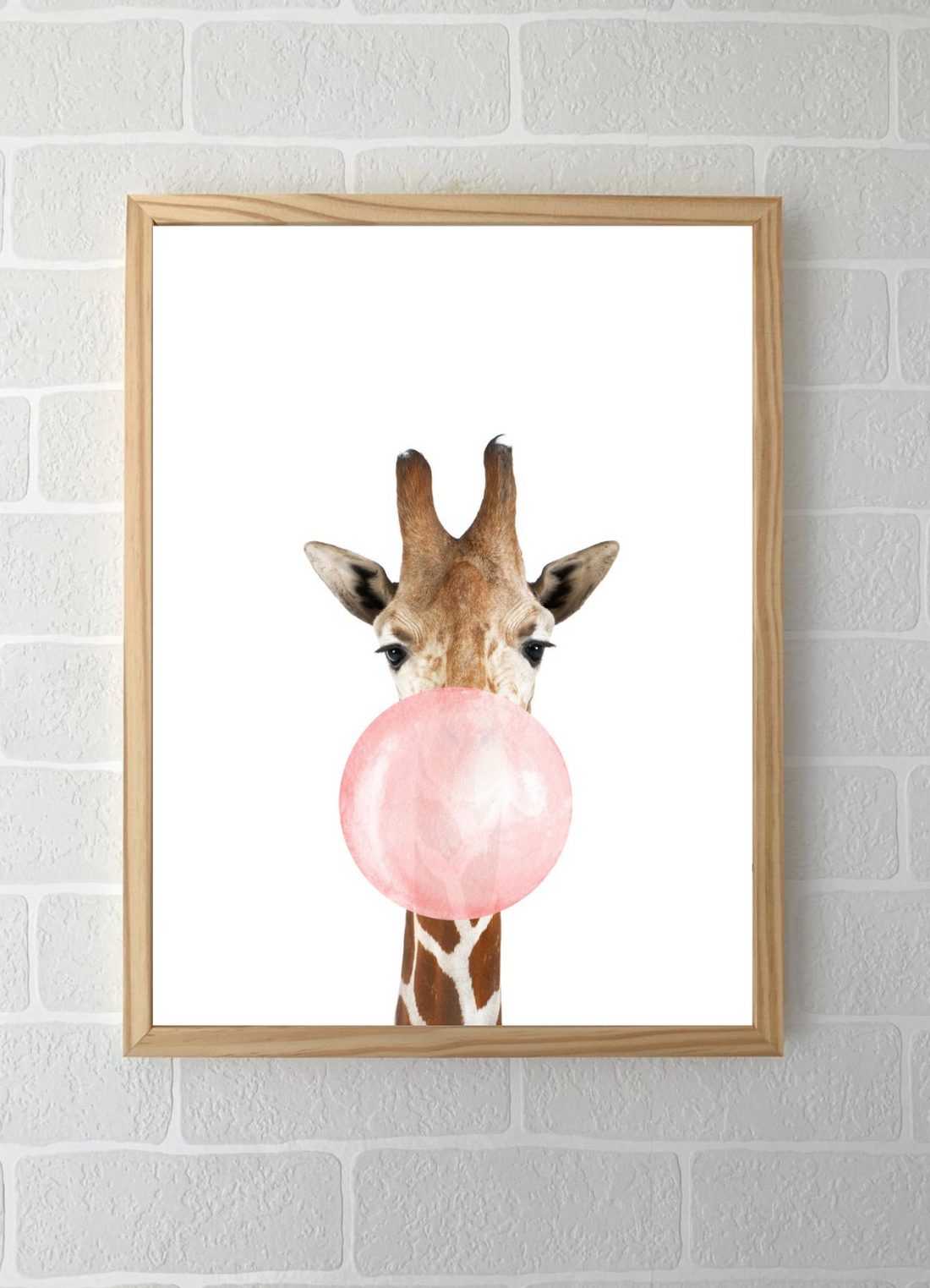 Quadros - Coleção Safari Chiclete Rosa - Girafa