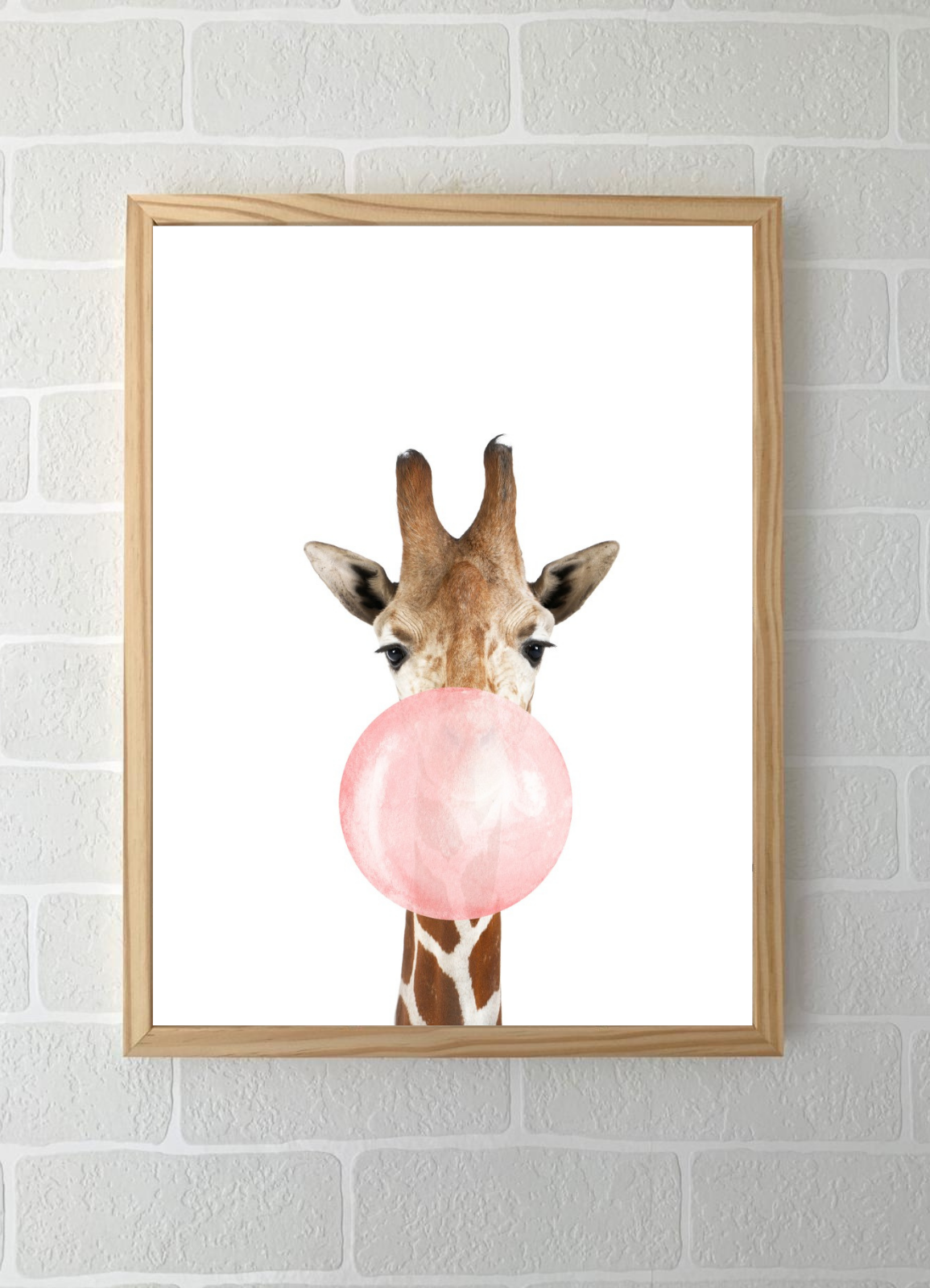 Quadros - Coleção Safari Chiclete Rosa - Girafa