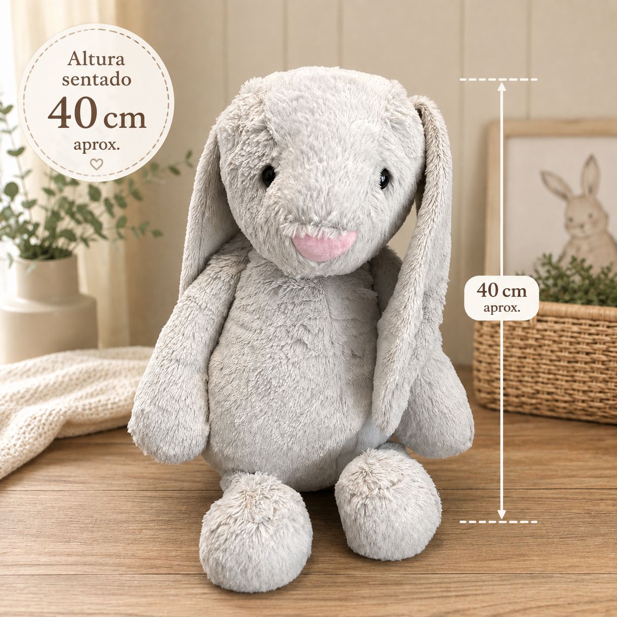 Coelho de Pelúcia Fofinho - 40 cm