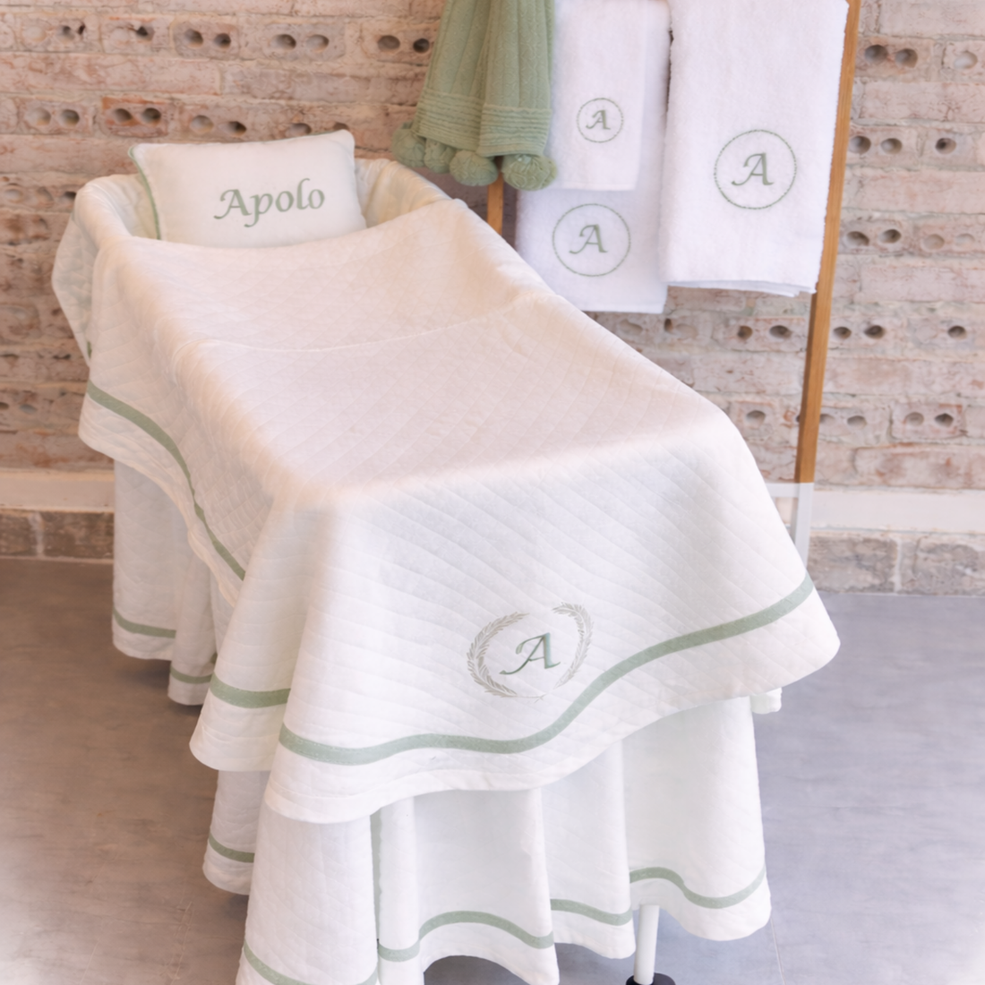 Kit Bercinho Maternidade 4 peças em Malha Matelasse- Verde - 79083263020572 - Imagem 1